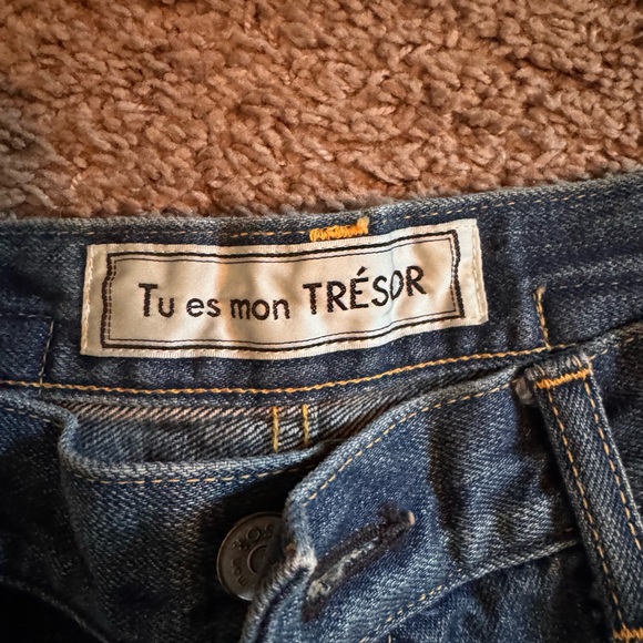 Tu es mon TRESOR Blue Jeans with Black Heart Patches - Picture 6 of 11